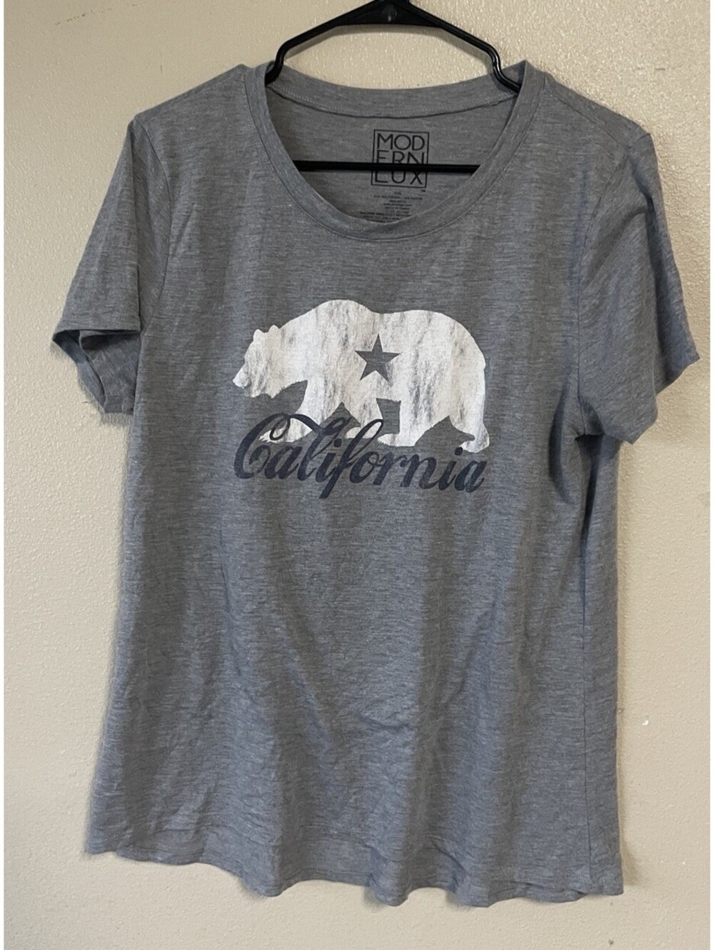 modern lux graphic tee Plus 2XL XXL grey Short Sleeve California Bear